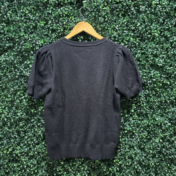 3D Floral Short Sleeve Sweater