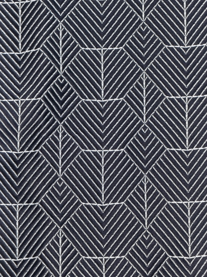 Navy Blue & White Geometric Chevron Diamond Upholstery Woven Fabric