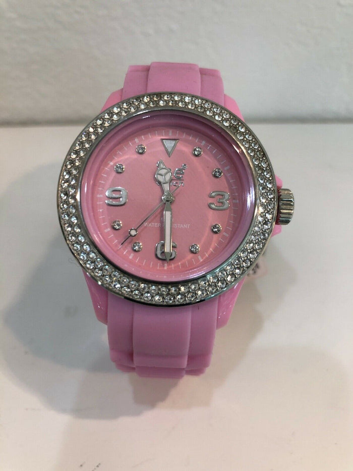 Authentic Ice Watch Pink Rubber Swarovski Crystal ST.PS.U.S.10 Brand New