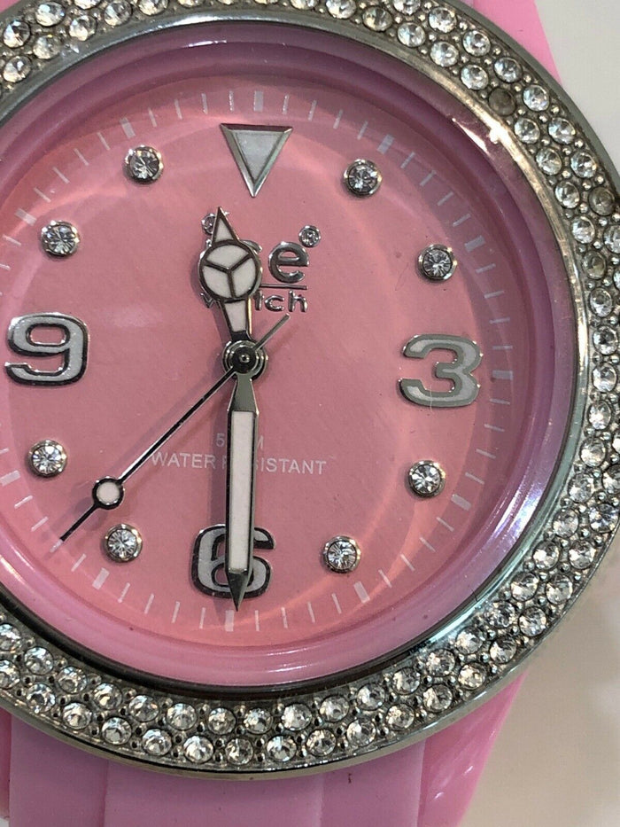 Authentic Ice Watch Pink Rubber Swarovski Crystal ST.PS.U.S.10 Brand New