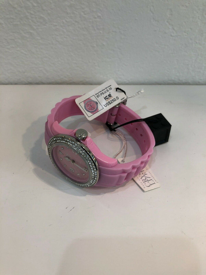 Authentic Ice Watch Pink Rubber Swarovski Crystal ST.PS.U.S.10 Brand New