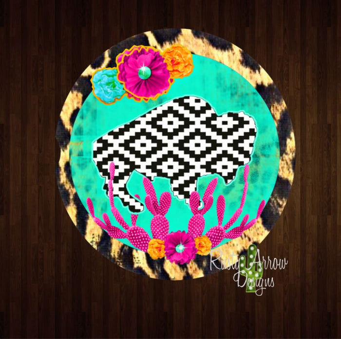 Aztec Buffalo Set of 2 Car Coasters - Car Coasters