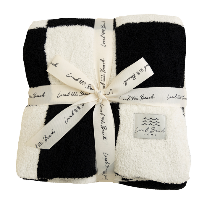 Baby Checker Luxe Blanket: Dark Grey/Slate
