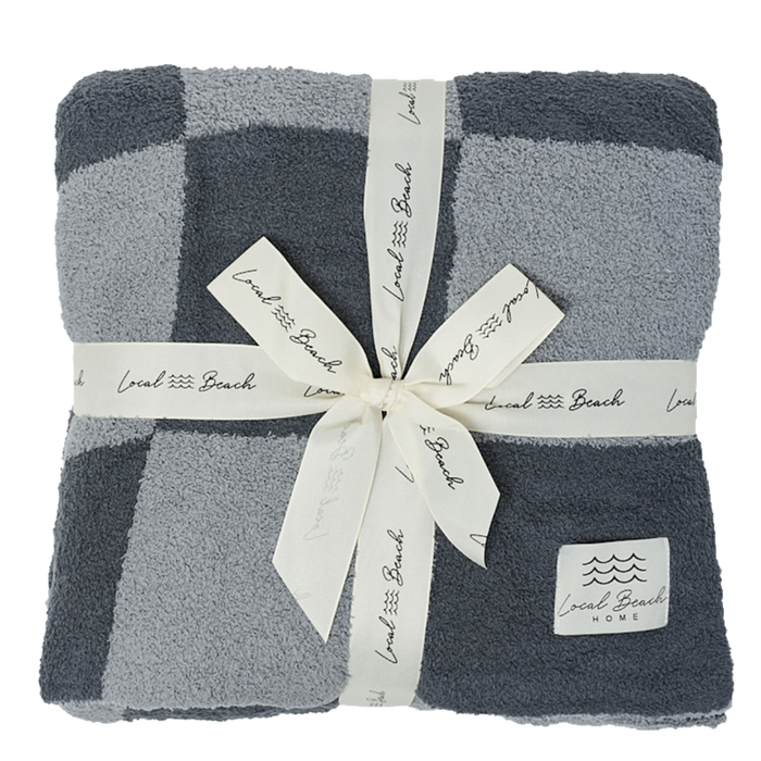 Baby Checker Luxe Blanket: Taupe/Cream