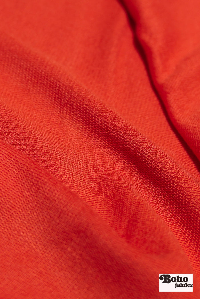 Bamboo French Terry, in Red Orange. Knit Fabric - Boho Fabrics - French Terry Solid Knit