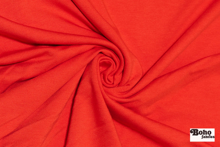 Bamboo French Terry, in Red Orange. Knit Fabric - Boho Fabrics - French Terry Solid Knit