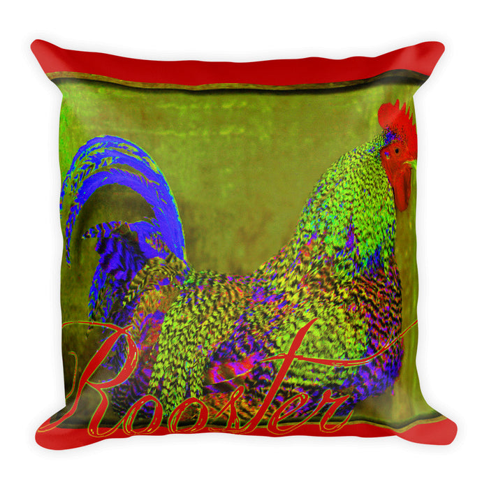 Bert the Rooster Red Throw Pillow