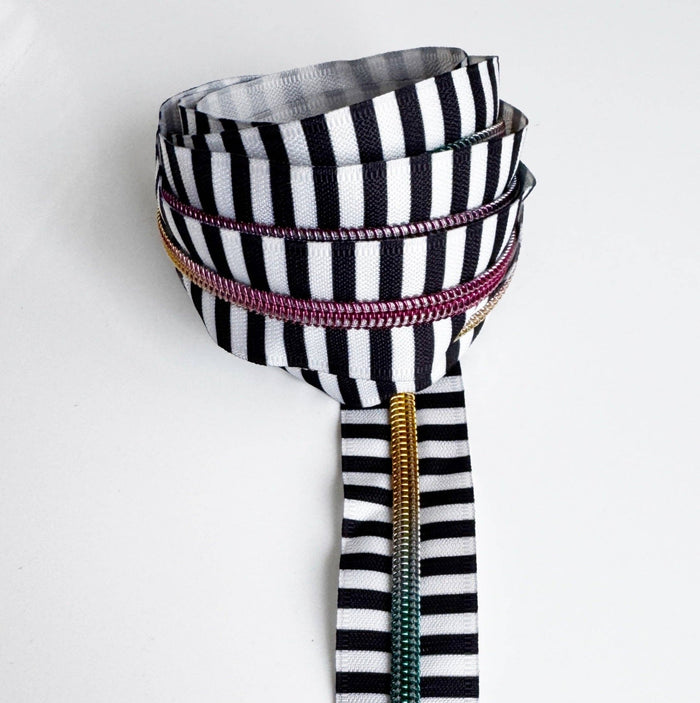 Big Stripe Zipper Tape 5 Nylon Zipper 3 Yards - Boho Fabrics - Zippers