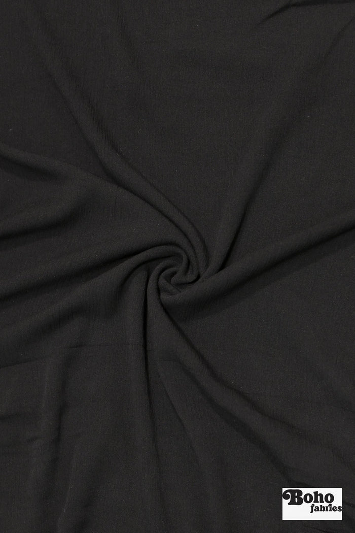 Black, Rayon Crepe Woven Fabric - Boho Fabrics - Crepe, Woven
