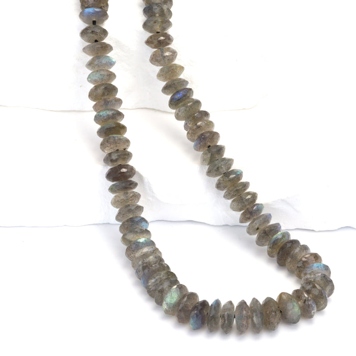 Blue Labradorite 8mm German Cut Faceted Rondelles Bead Strand