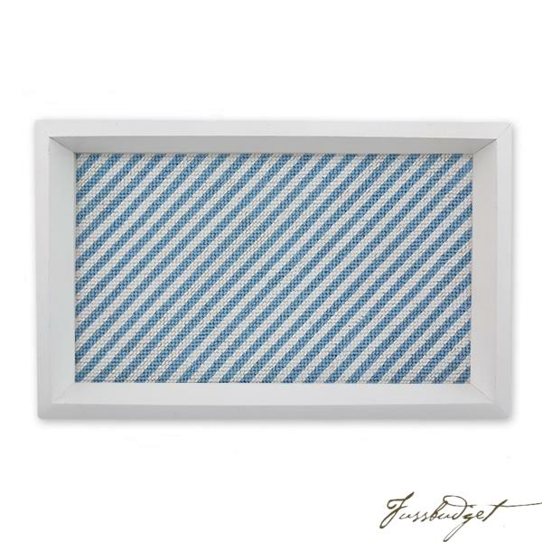 Blue Seersucker Needlepoint Valet Tray