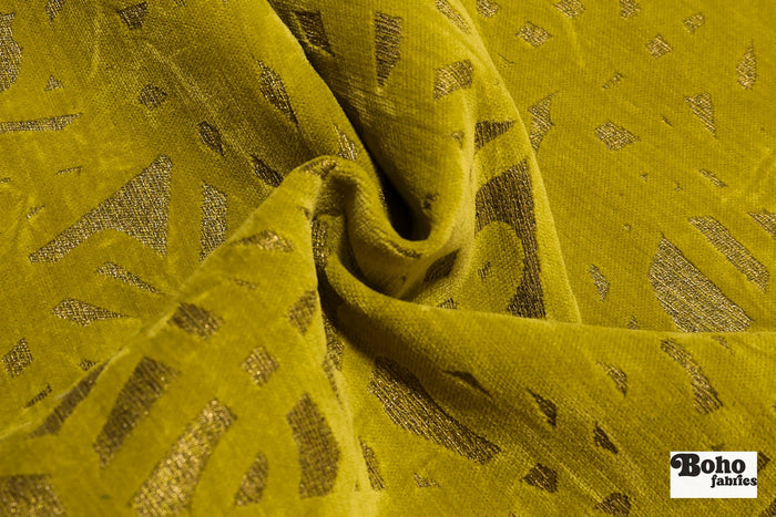 Chartreuse & Metallic Abstract Upholstery Woven Fabric - Boho Fabrics - Home Dec. & Upholstery Fabric
