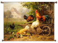 Chicken on Wheelbarrow Kitchen Picture on Canvas Hung on Copper Rod, Ready to Hang, Wall Art Décor