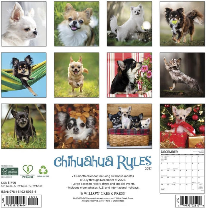 Chihuahua Rules - 2027 Wall Calendar | Willow Creek Press
