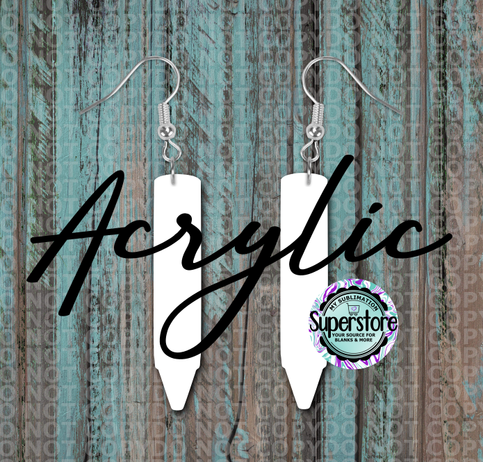 Clear Acrylic - Crayon -  Earrings -  5 & 10 pairs  1.5 & 2 inch size - Sublimation Acrylic