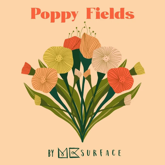Cloud 9 Organic Quilting Cotton Fabric – Poppy Fields Poppy Stripe (227747) - Boho Fabrics - Quilting Cotton, Woven