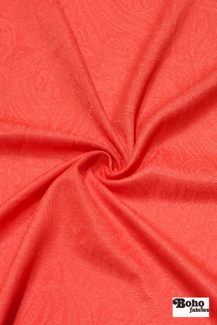 Coral Paisley, Jacquard Knit Fabric - Boho Fabrics - Jacquard Knit Fabric