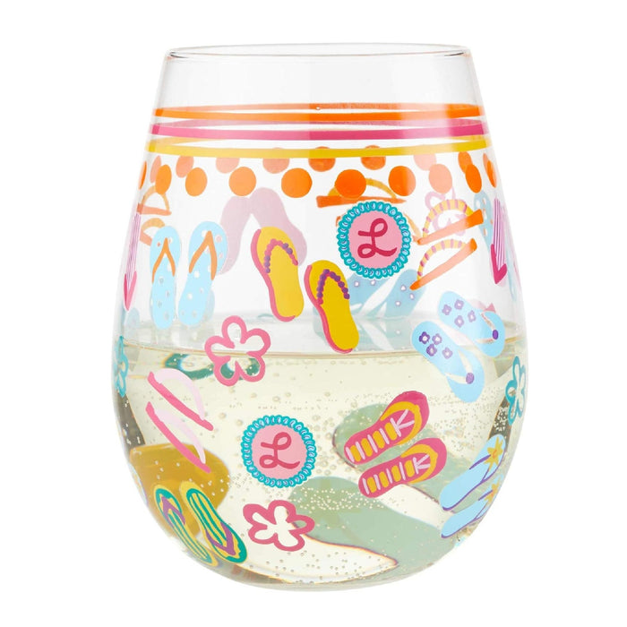 Enesco Stemless Flip Flops Wine Glass By Lolita full