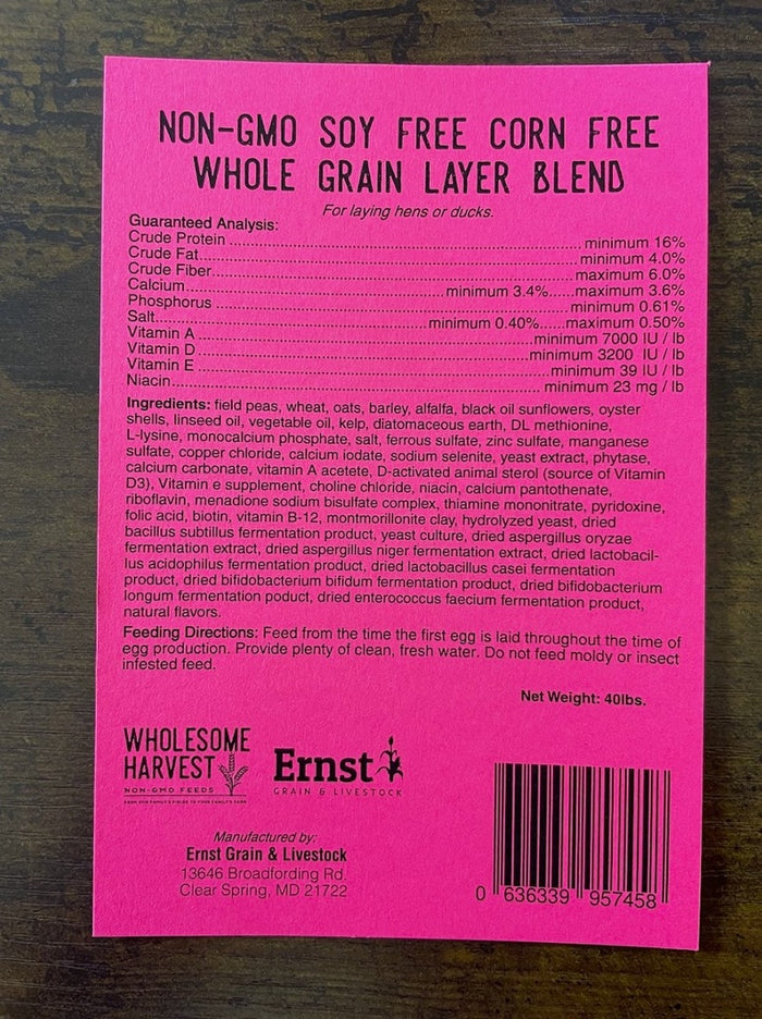 Ernst Grain & Livestock Wholesome Harvest Soy Free-Corn Free Whole Grain Layer Blend