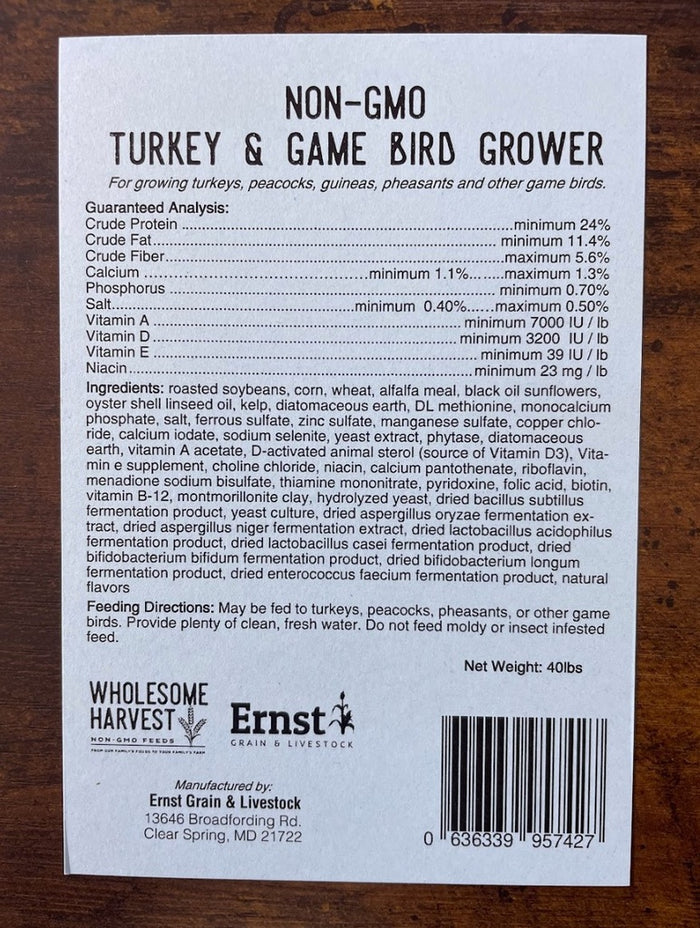 Ernst Grain & Livestock Wholesome Harvest Turkey & Game Bird Grower
