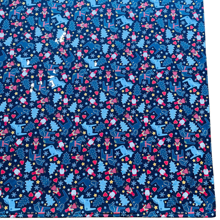 Eva Melhuish Dala Horses Tree & Tomtar Blue Tablecloth 41"
