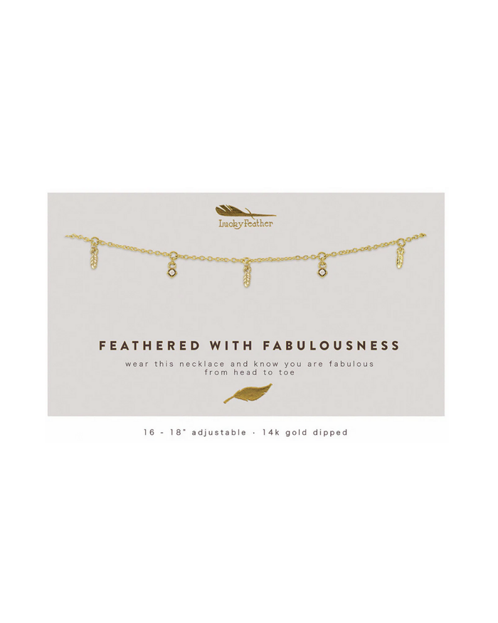Feathers of Fab Dangle Necklace, Gold