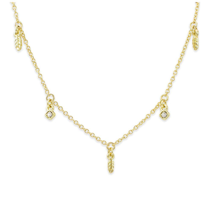 Feathers of Fab Dangle Necklace, Gold