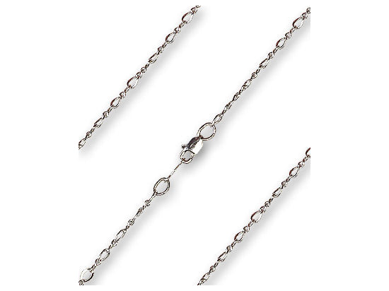 Figaro Chain, 24" length with lobster claw clasp, Silver Plated