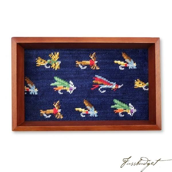Fishing Flies Pattern Needlepoint Valet Tray