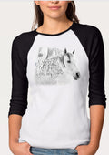 Free Spirit Horse 3/4 sleeve Raglan T-Shirt