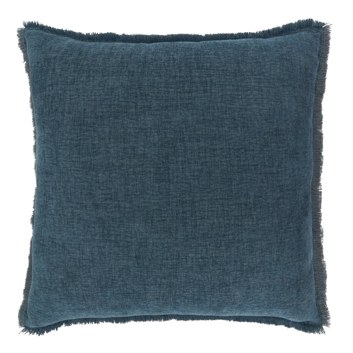 Fringe Edge Throw Pillow: Blue / Down Filled / 20"x20"