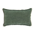 Fringe Edge Throw Pillow: Green / Down Filled / 12"x20"