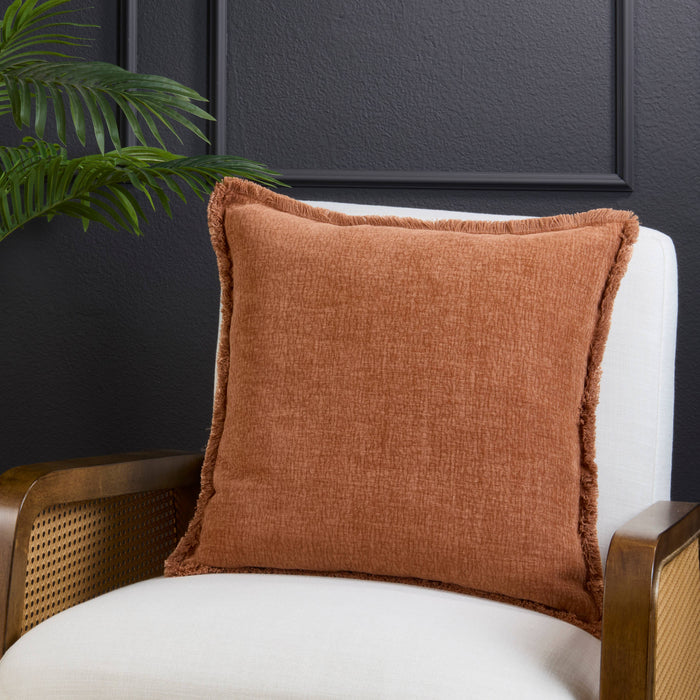 Fringe Edge Throw Pillow: Green / Down Filled / 12"x20"