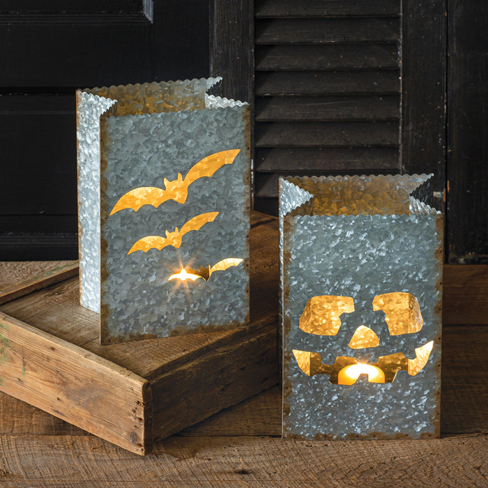Galvanized Halloween Luminary Set