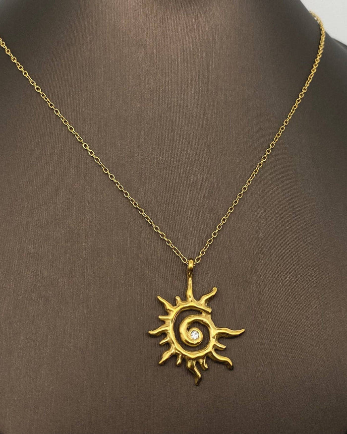 Gold Vortex Sun Necklace