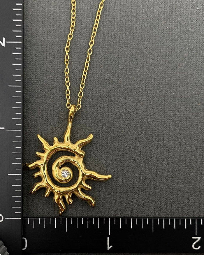 Gold Vortex Sun Necklace