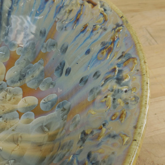 Machon Kennedy Signed Crystalline Pottery Lg. 13" Bowl Multi-color