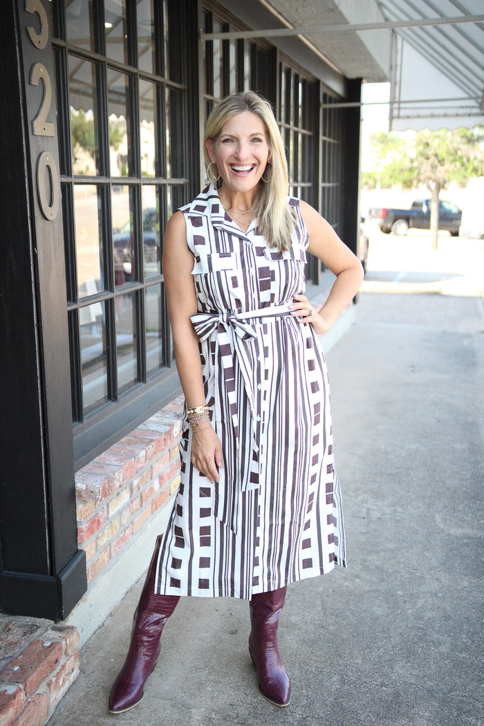 Mimi Dress, Maroon Block