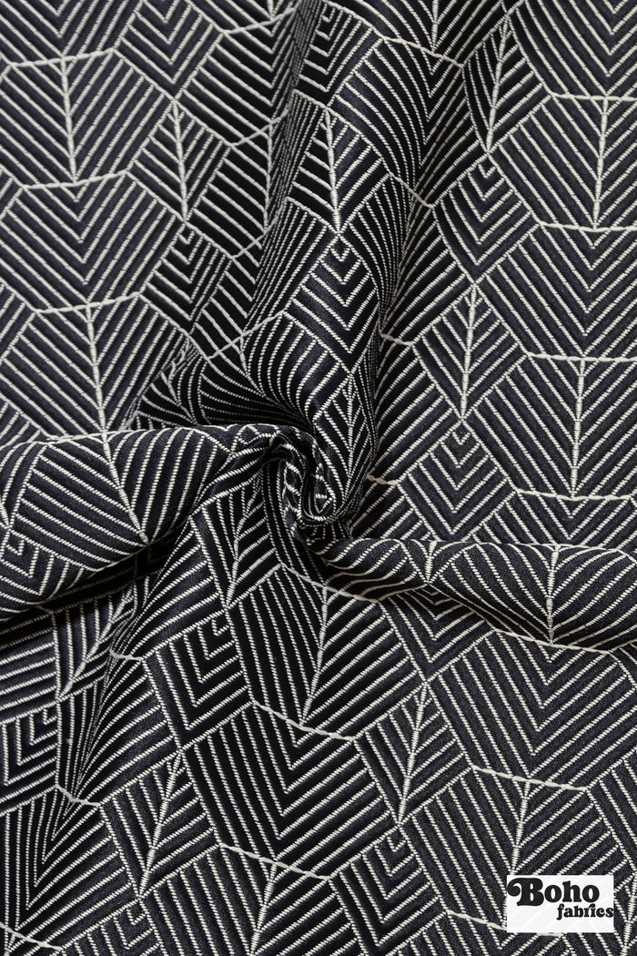 Navy Blue & White Geometric Chevron Diamond Upholstery Woven Fabric - Boho Fabrics - Home Dec. & Upholstery Fabric