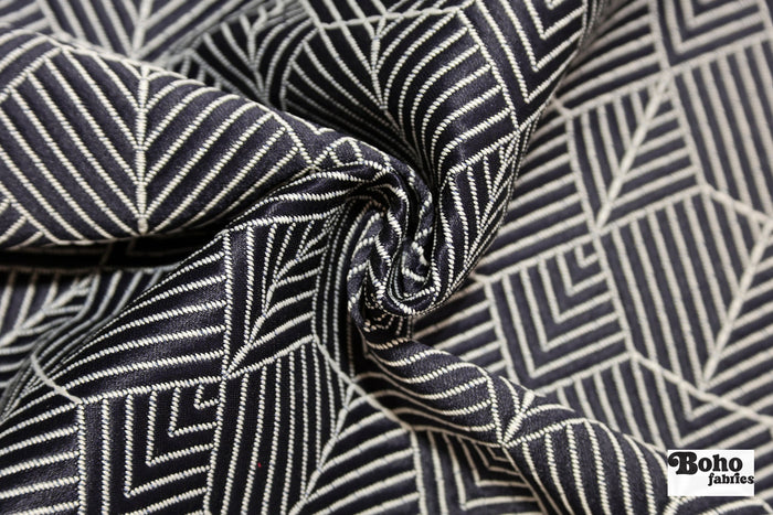 Navy Blue & White Geometric Chevron Diamond Upholstery Woven Fabric - Boho Fabrics - Home Dec. & Upholstery Fabric