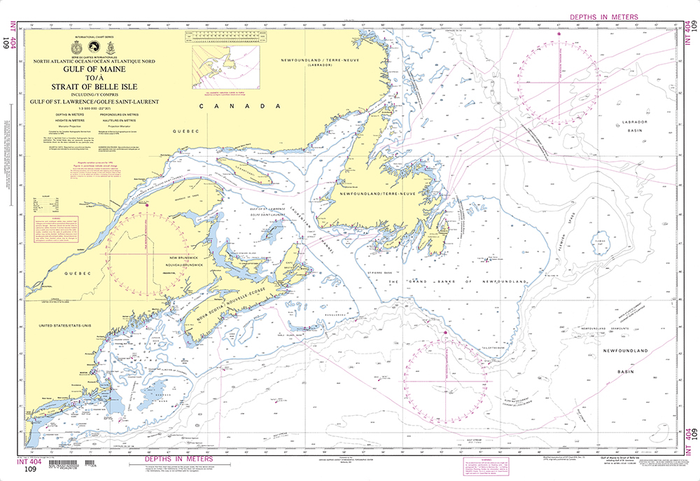NGA Chart 109: Gulf of Maine to Strait of Belle Isle including Gulf of St. Lawrence