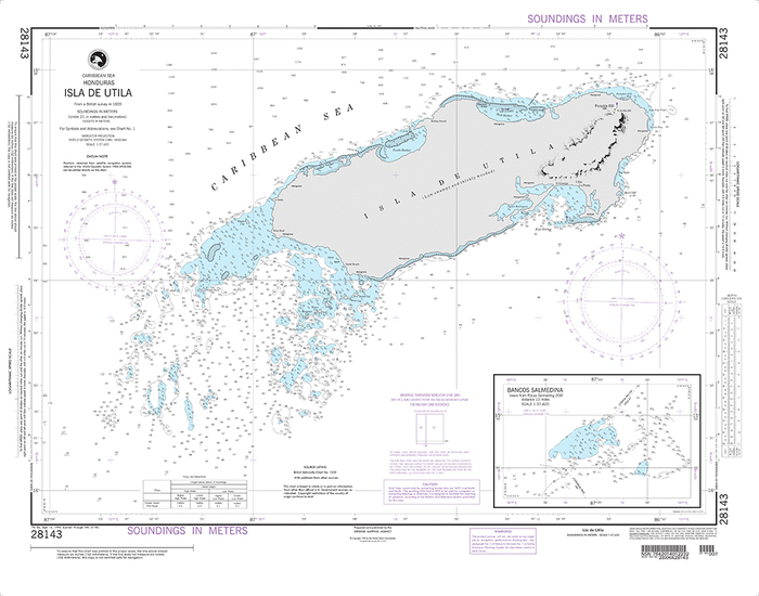 NGA Chart 28143: Isla de Utila (Honduras)
