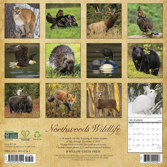 Northwoods Wildlife - 2027 Wall Calendar | Willow Creek Press