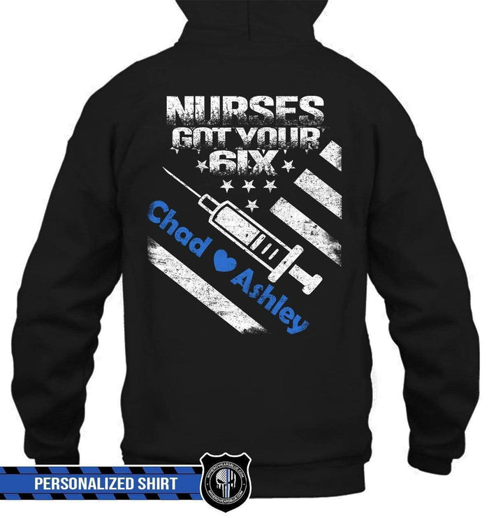Apparel S / Black Personalized Shirt - Nurses Got Your Six Needle - DSAPP