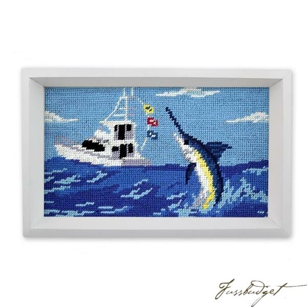 Offshore Fishing Needlepoint Valet Tray