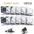 Ogrmar Metal Clip 1.2"-12 Pack Refrigerator Whiteboard Wall Magnetic Memo Note Clip Metal Clip