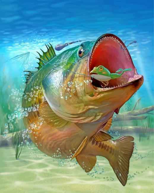 paint by numbers kit Bass Fish