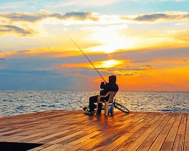 paint by numbers kit Fisherman Sunsets