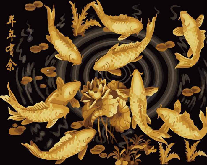 paint by numbers kit Golden Koi Fishes