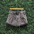 Paperbag Waist Belted Denim Shorts